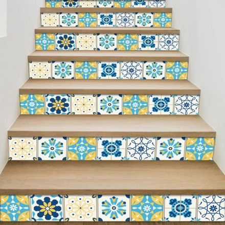 Blue motif Αυτοκόλλητο Σκάλας