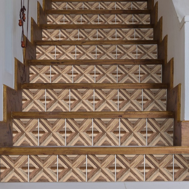Αυτοκόλλητο Σκάλας Ρεαλιστικό μοτίβο ξύλινης επιφάνειας