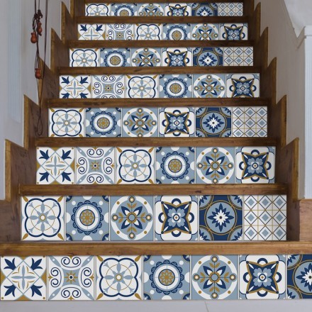 Πορτογαλικό azulejos μοτίβο Αυτοκόλλητο Σκάλας