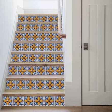 Πορτογαλικό azulejos επαναλαμβανόμενο μοτίβο Αυτοκόλλητο Σκάλας