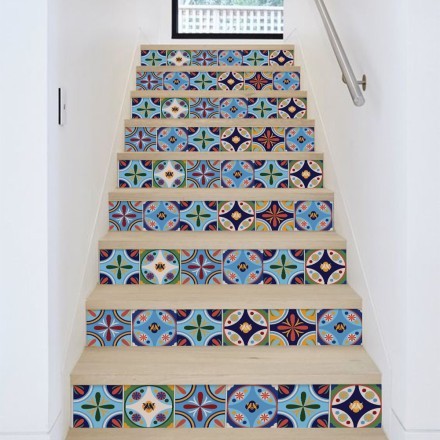 Vintage azulejos μοτίβο Αυτοκόλλητο Σκάλας