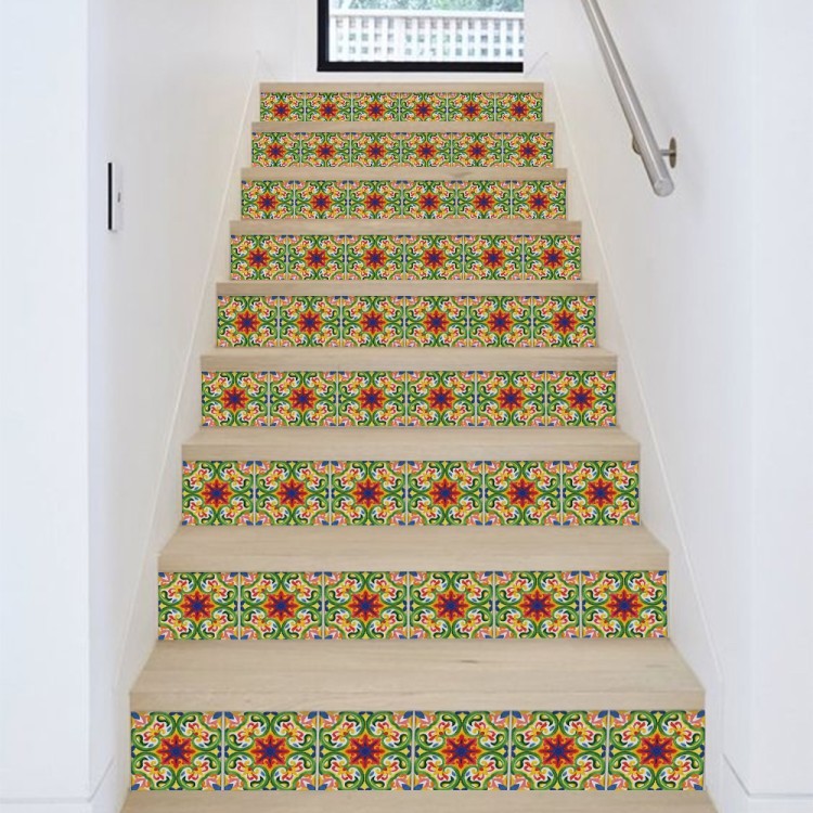 Αυτοκόλλητο Σκάλας Πολύχρωμο ιταλικό floral μοτίβο