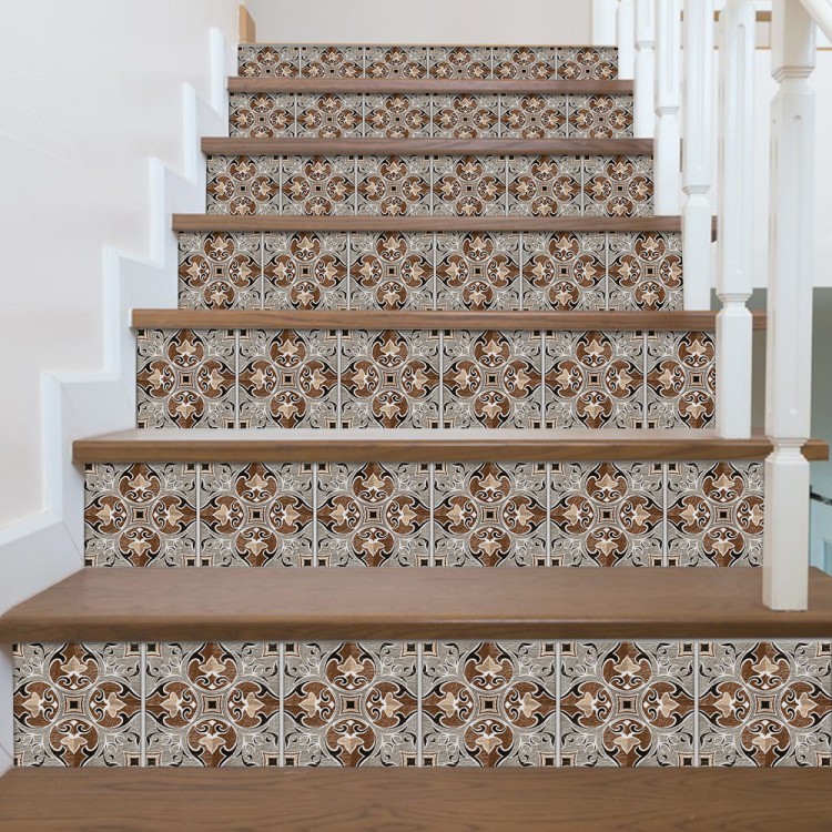 Αυτοκόλλητο Σκάλας Πορτογαλικό azulejos μοτίβο καφέ-γκρι