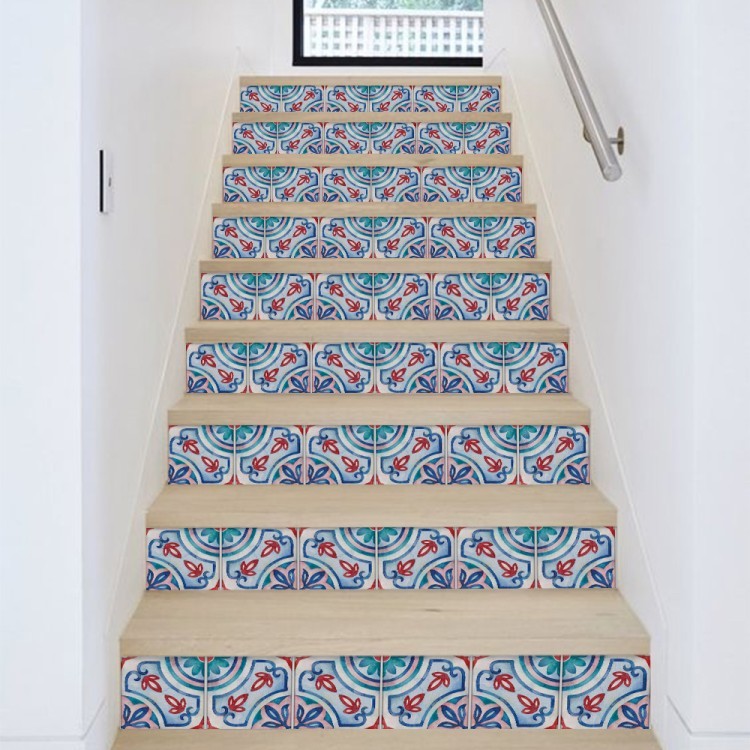 Αυτοκόλλητο Σκάλας Πορτογαλικό floral azulejos μοτίβο
