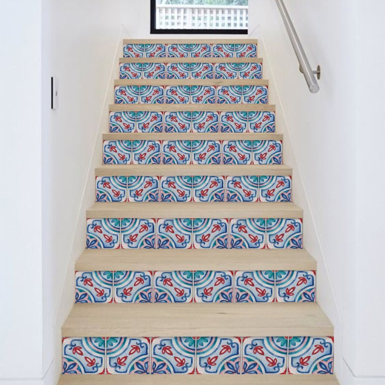 Αυτοκόλλητο Σκάλας Πορτογαλικό floral azulejos μοτίβο