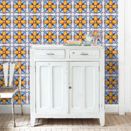 Πορτογαλικό azulejos επαναλαμβανόμενο μοτίβο Ταπετσαρία Τοίχου