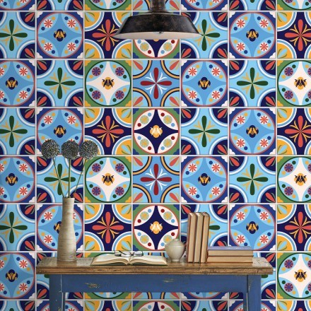 Vintage azulejos μοτίβο Ταπετσαρία Τοίχου