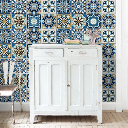Dark Blue Spanish pattern Ταπετσαρία Τοίχου