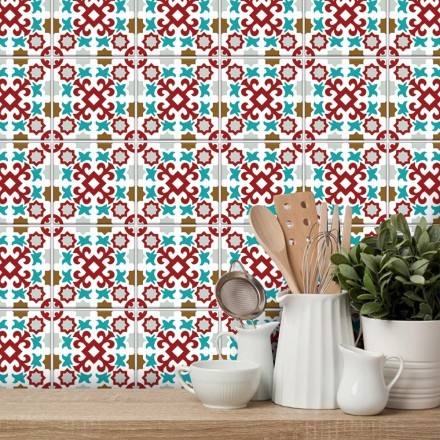 Πορτογαλικό azulejos μοτίβο κόκκινο & γαλάζιο