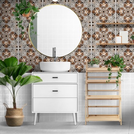 Πορτογαλικό azulejos μοτίβο καφέ-γκρι