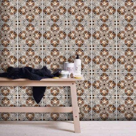 Πορτογαλικό azulejos μοτίβο καφέ-γκρι Ταπετσαρία Τοίχου