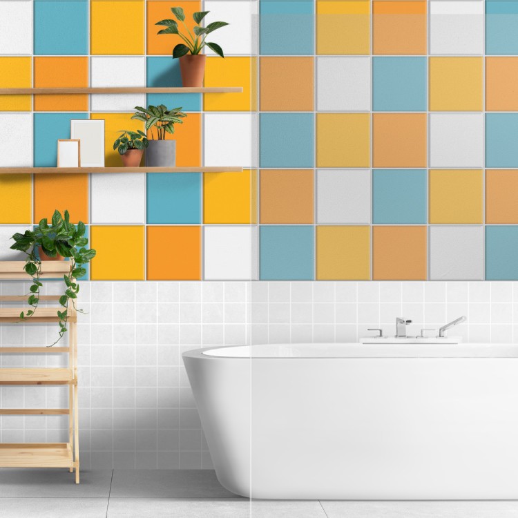 Ταπετσαρία Τοίχου White - Light blue - Light orange - Butter cup