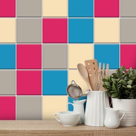 Concrate grey - Antique white - Sky blue - Cyclamen