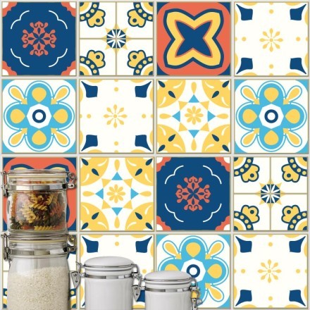 Abstract ισπανικό μοτίβο (8 τεμάχια) Αυτοκόλλητο πλακάκι τοίχου