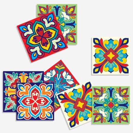Πολύχρωμο ιταλικό floral μοτίβο (8 τεμάχια)