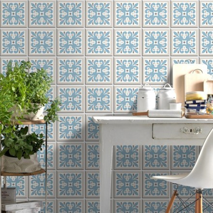 Abstract azulejo μοτίβο (8 τεμάχια) Αυτοκόλλητο πλακάκι τοίχου
