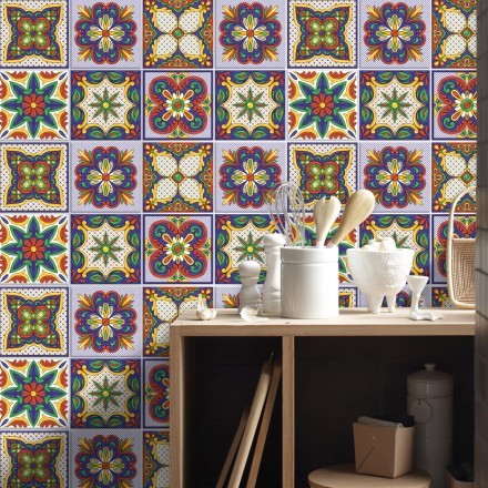 Συμμετρικό mandala μοτίβο (8 τεμάχια) Αυτοκόλλητο πλακάκι τοίχου