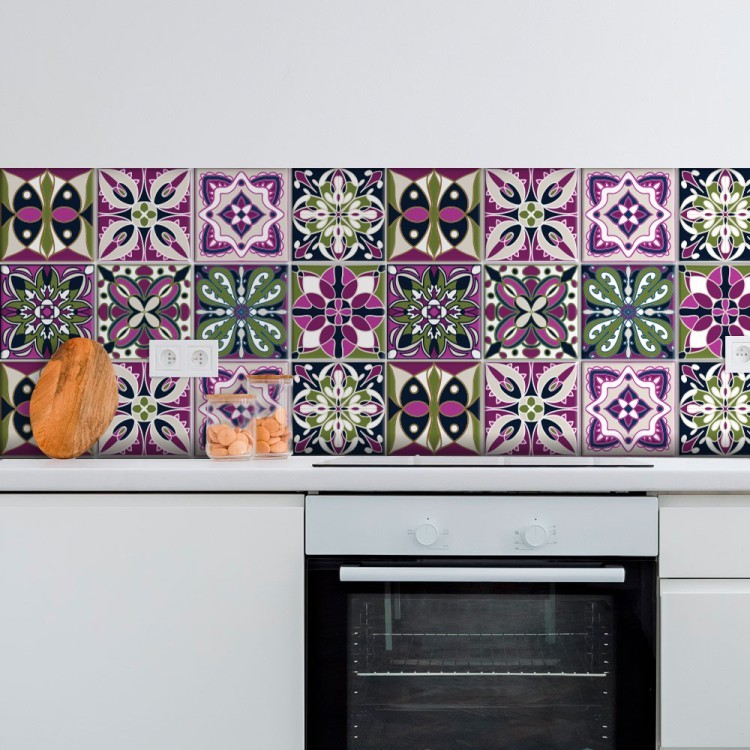 Αυτοκόλλητο πλακάκι τοίχου Πολύχρωμο contrast retro μοτίβο (8 τεμάχια)