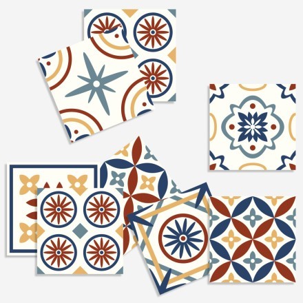 Vintage tile πολύχρωμο μοτίβο (8 τεμάχια)