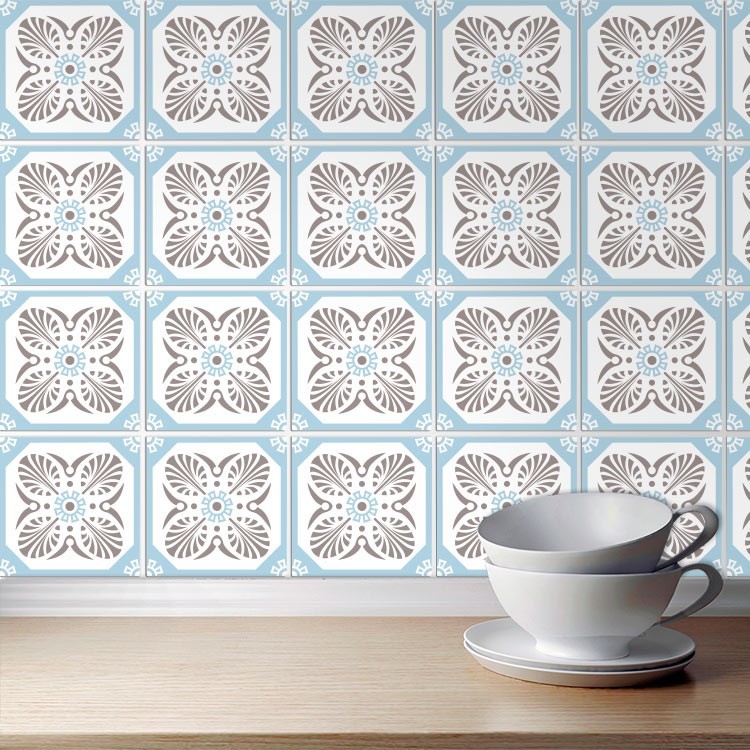 Αυτοκόλλητο πλακάκι τοίχου Floral Μοτίβο (8 τεμάχια)