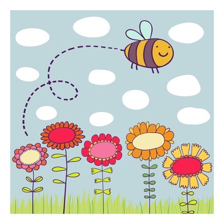 Μέλισσα πετά πάνω από λουλούδια