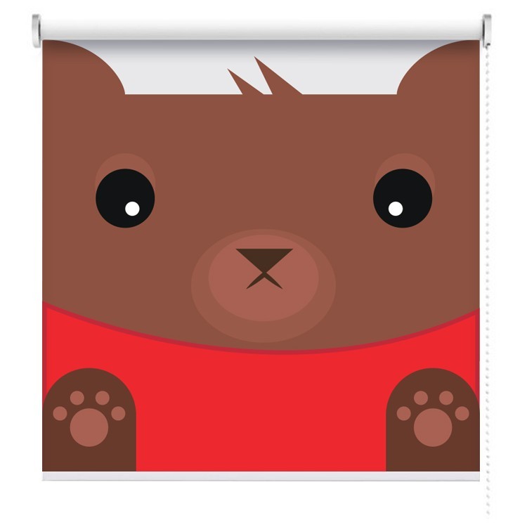 Ρολοκουρτίνα - Ρόλερ Σκίασης Αρκουδάκι με κόκκινο μπλουζάκι