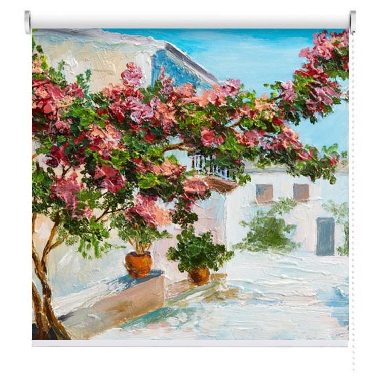 Ρολοκουρτίνα - Ρόλερ Σκίασης Καλοκαιρινό τοπίο από πολύχρωμα λουλούδια και δέντρα