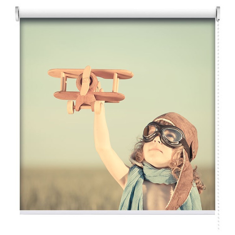 Ρολοκουρτίνα - Ρόλερ Σκίασης Παιδί παίζει με αεροπλάνακι