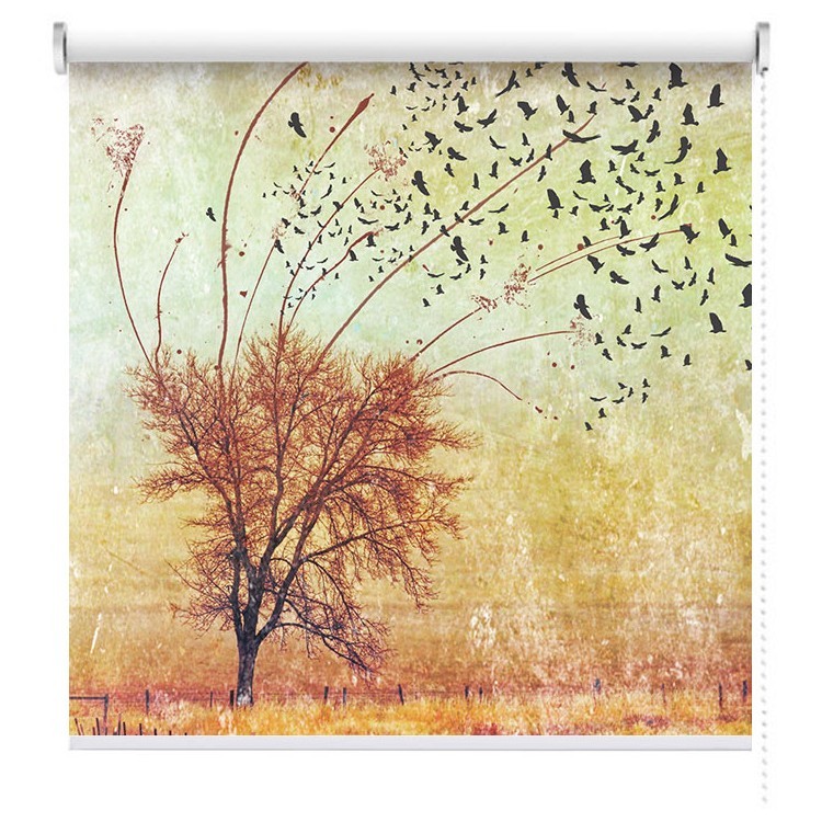 Ρολοκουρτίνα - Ρόλερ Σκίασης Δέντρο με πουλιά