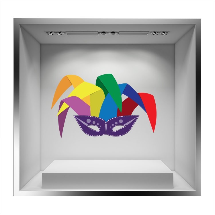 Αυτοκόλλητο Βιτρίνας Μοβ μάσκα με χρώματα