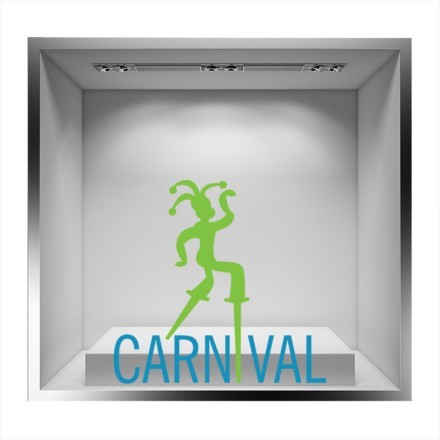 Μπλε Carnival με πράσινη φιγούρα Αυτοκόλλητο Βιτρίνας