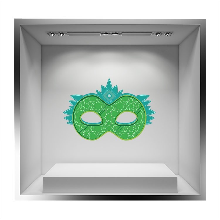 Αυτοκόλλητο Βιτρίνας Μάσκα πράσινη με σχέδια