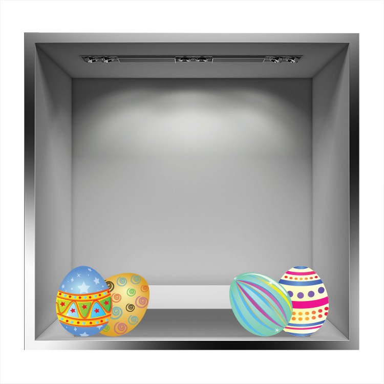 Αυτοκόλλητο Βιτρίνας Colorful Easter Eggs