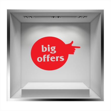 Big offers χέρι που πυροβολεί Αυτοκόλλητο Βιτρίνας