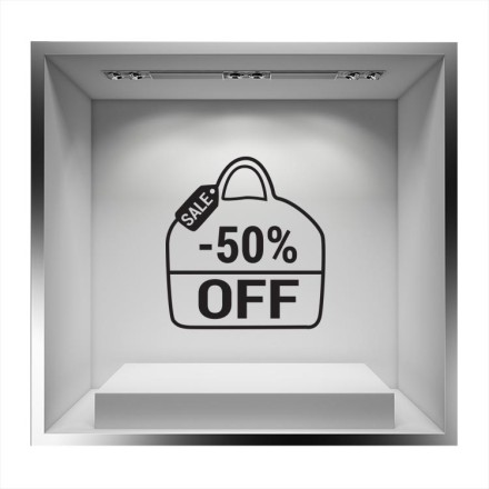 Sale -50/% shopping bag Αυτοκόλλητο Βιτρίνας