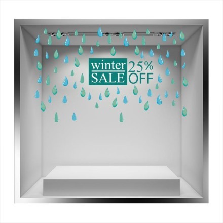 Winter Sales 25% off βροχή Αυτοκόλλητο Βιτρίνας
