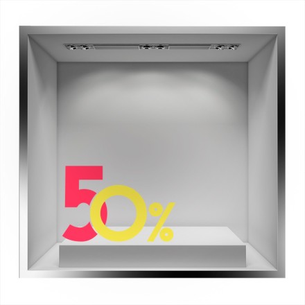 Sale κόκκινο κίτρινο 50% Αυτοκόλλητο Βιτρίνας