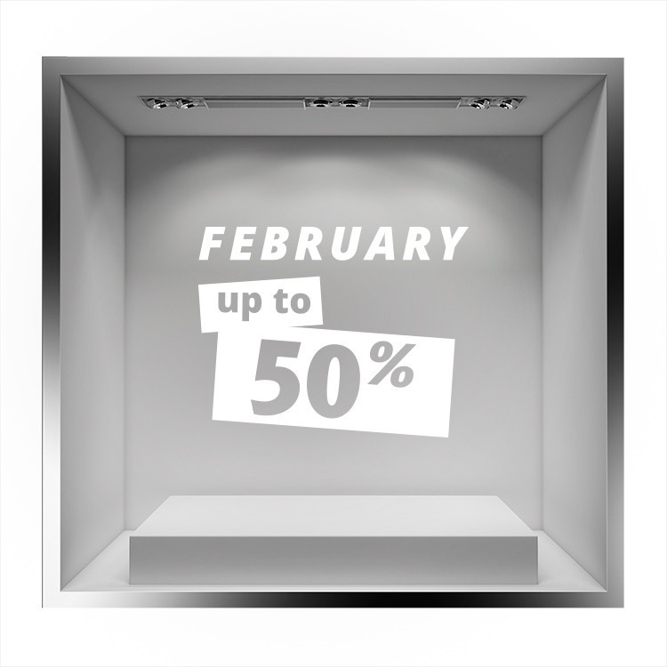 Αυτοκόλλητο Βιτρίνας February up to 50% sales