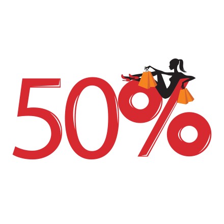 50% κοπέλα με ψώνια Αυτοκόλλητο Βιτρίνας