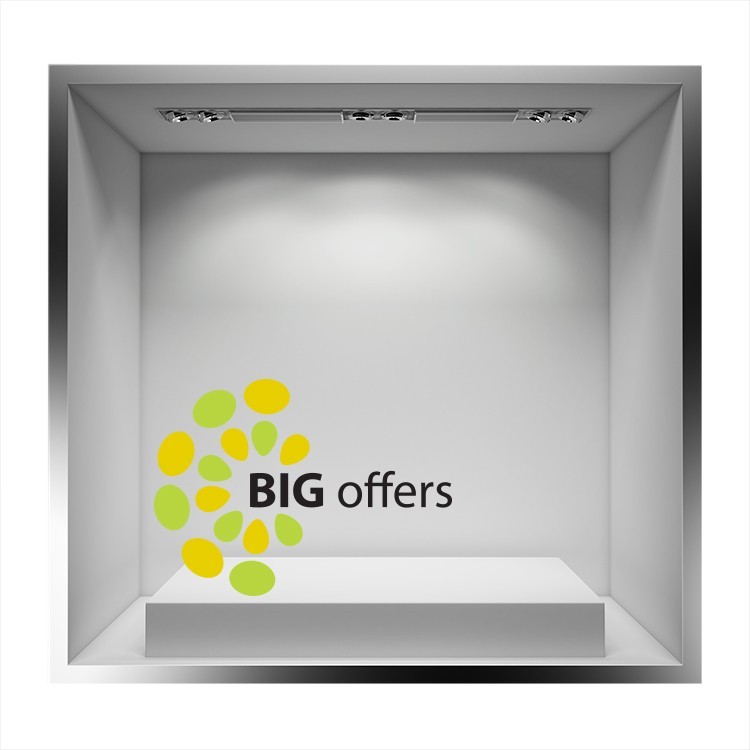 Αυτοκόλλητο Βιτρίνας Big offers κίτρινα-πράσινα σχέδια
