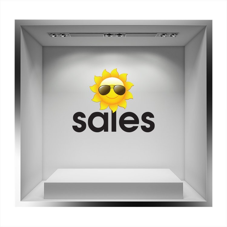 Αυτοκόλλητο Βιτρίνας Sales ήλιος με γυαλιά