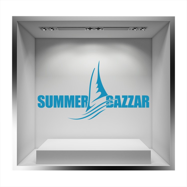 Αυτοκόλλητο Βιτρίνας Summer bazzar καρχαρίας