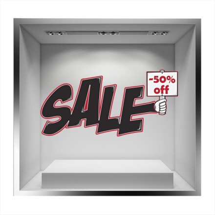 Sale χέρι που κρατάει -50% off Αυτοκόλλητο Βιτρίνας