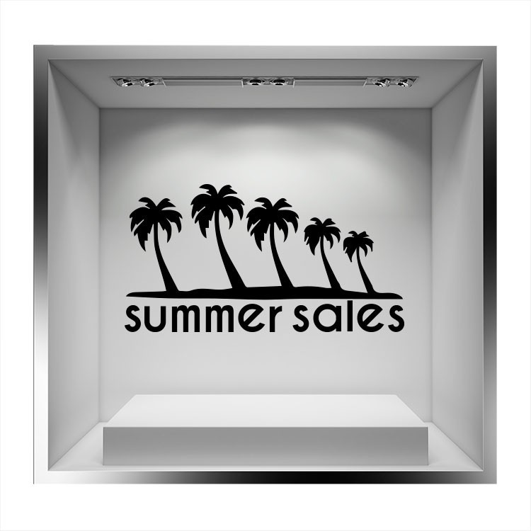 Αυτοκόλλητο Βιτρίνας Summer Sales Φοίνικες στη σειρά