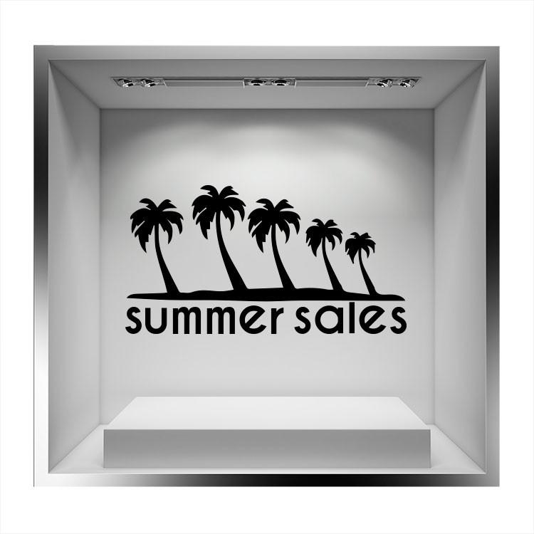 Αυτοκόλλητο Βιτρίνας Summer Sales Φοίνικες στη Σειρά