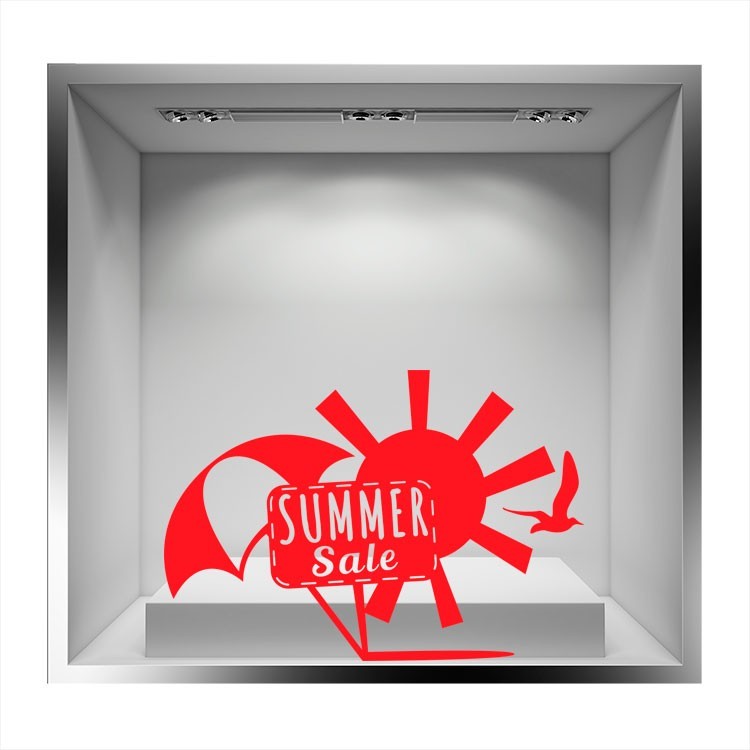 Αυτοκόλλητο Βιτρίνας Summer Sale κόκκινα σχέδια