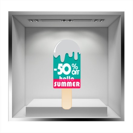 Hello Summer Παγωτό Αυτοκόλλητο Βιτρίνας