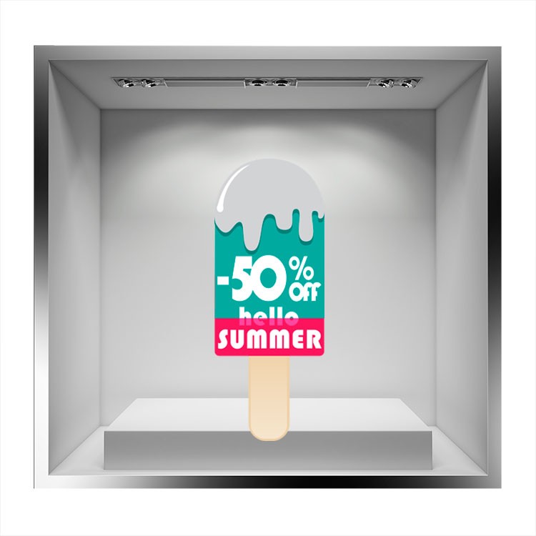 Αυτοκόλλητο Βιτρίνας Hello Summer Παγωτό