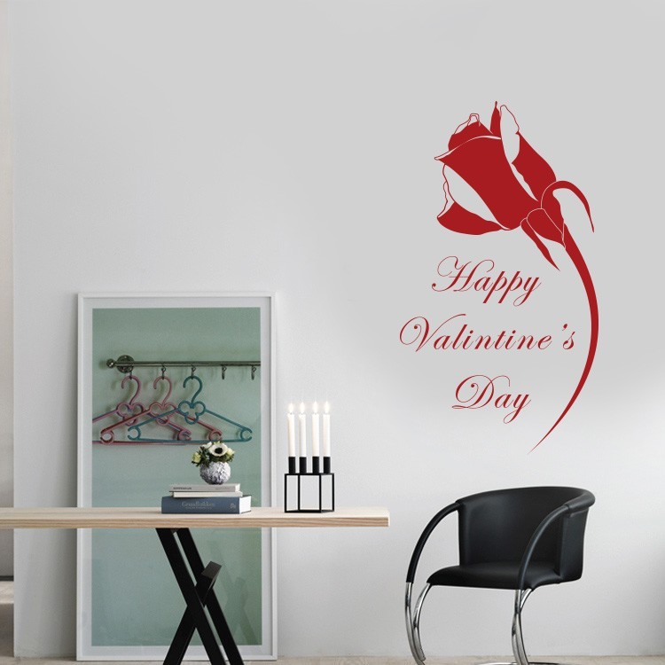 Αυτοκόλλητο Βιτρίνας Happy valentines Day τριαντάφυλλο