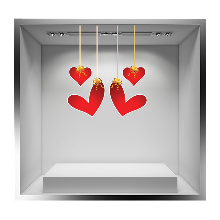 Αυτοκόλλητο Βιτρίνας Hanging Hearts